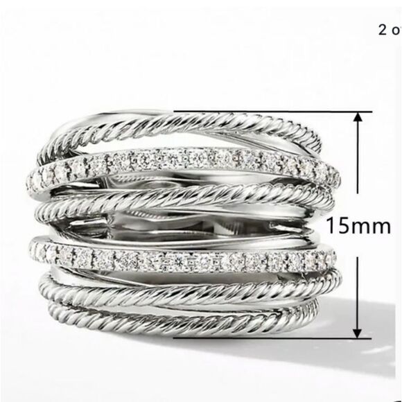 The Moderne Statement band ring in 925 and cubic zirconia - Picture 3 of 9